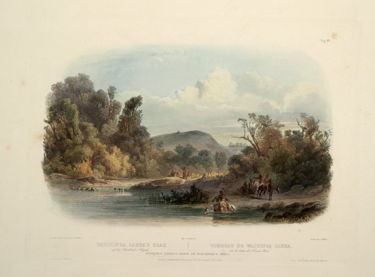 La tumba de Washinga Saba en la colina de Blackbirds de Karl Bodmer