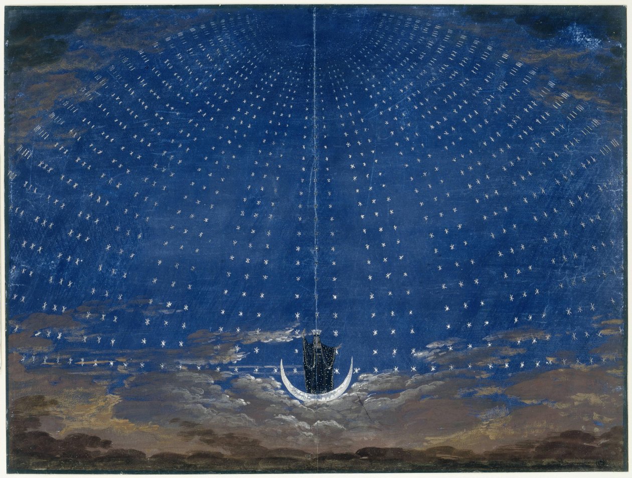 Escenografía para la Reina de la Noche (en La flauta mágica de Mozart) de Karl Friedrich Schinkel