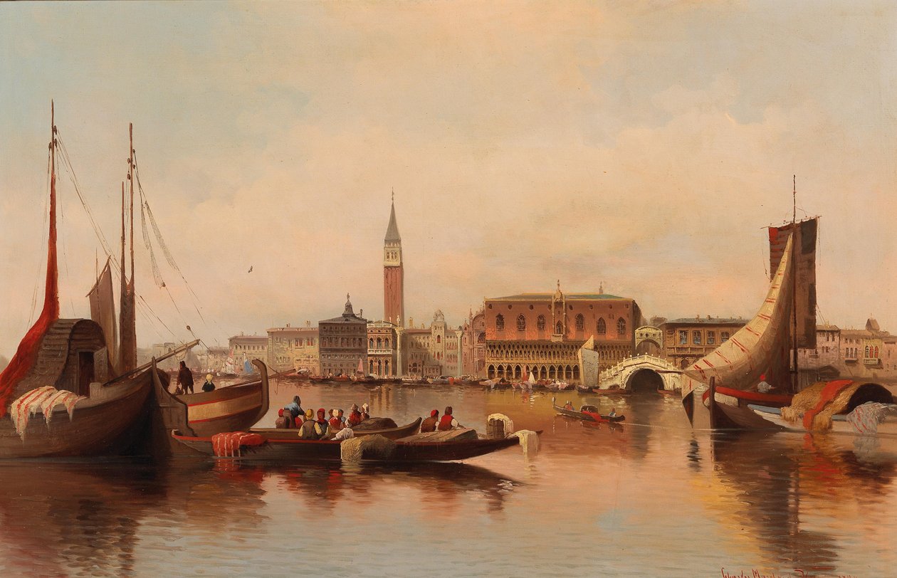 Escena veneciana con vista de la Plaza de San Marcos de Karl Kaufmann