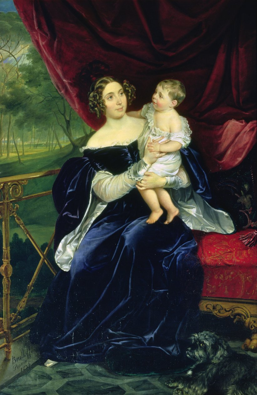 Condesa Olga Ivanovna Orlov-Davydov con su hija, 1834 de Karl Pavlovich Bryullov