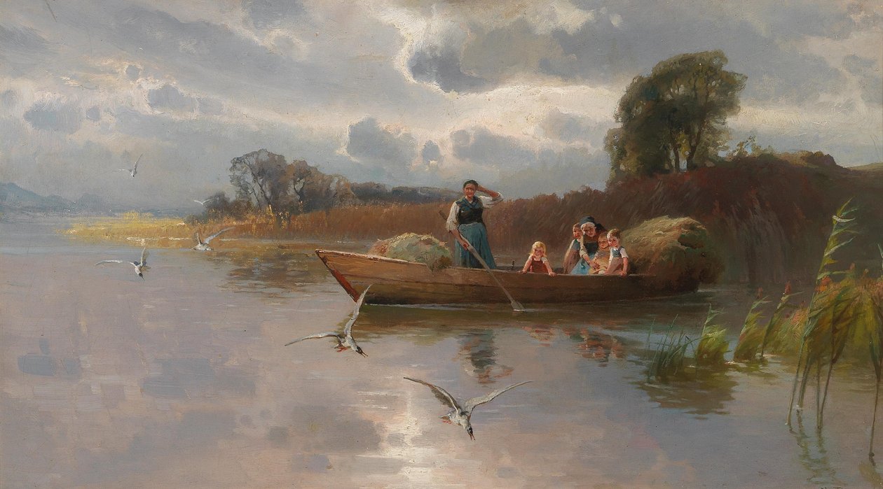 Barco de heno en el lago Chiemsee de Karl Raupp