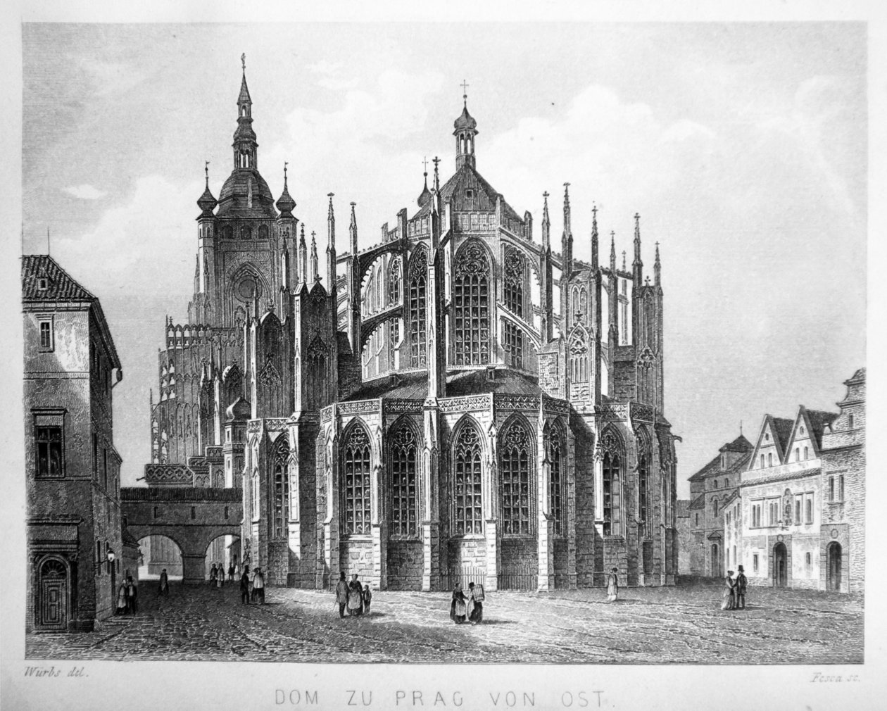 Ilustración del libro Der Dom zu Prag de 1858, que muestra la catedral de San Vito de Karl Wurbs