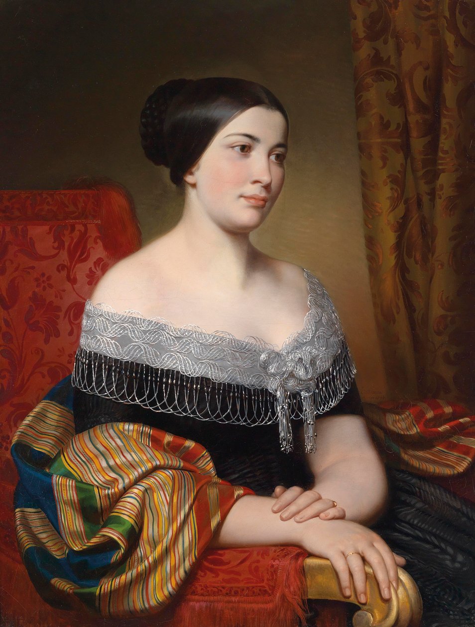 Retrato de una dama y retrato de un hombre, con la Campiña Romana al fondo de Karl von Blaas