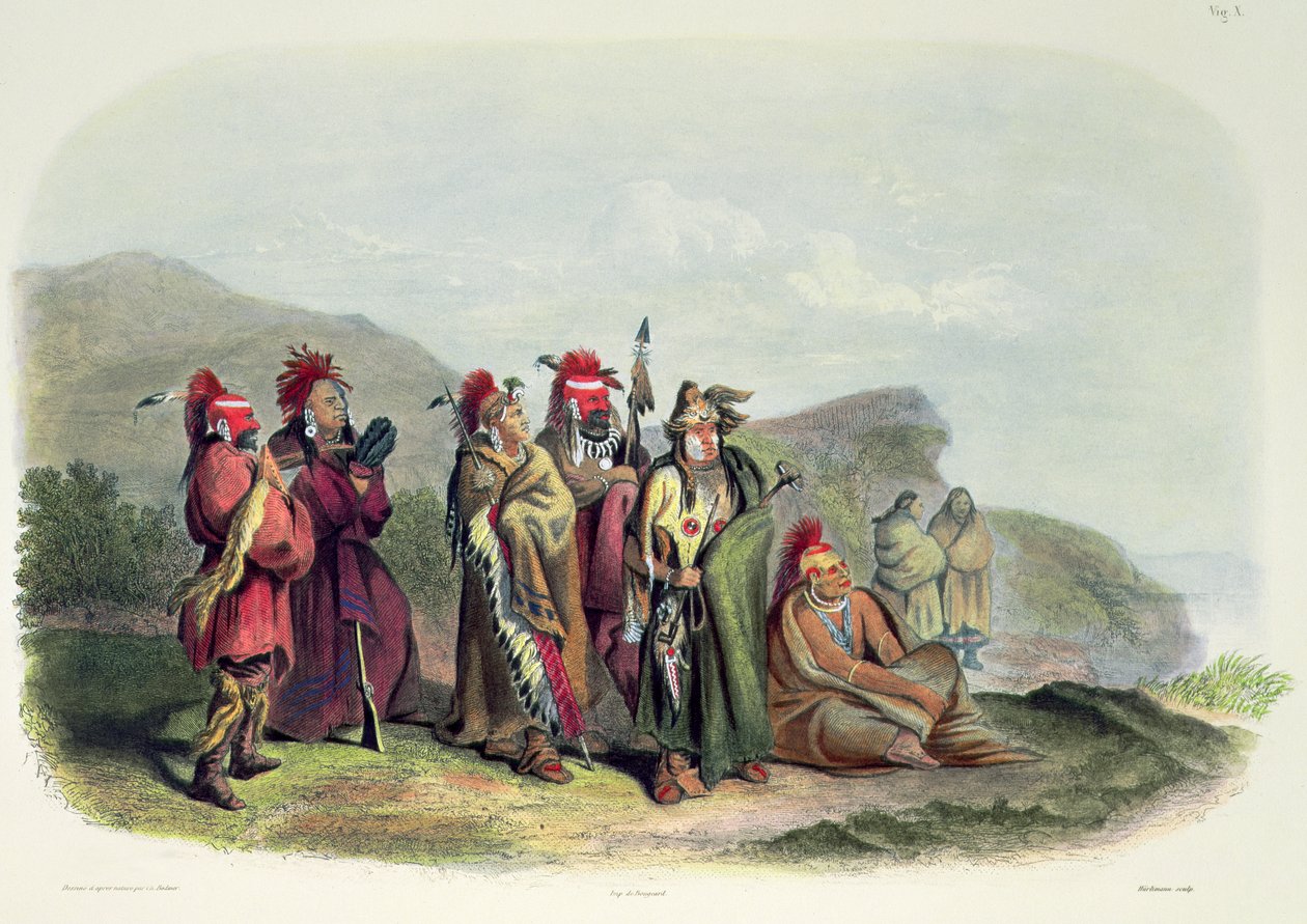 Indios saukie y fox, lámina 20 del volumen 1 de "Viajes por el interior de Norteamérica". de Karl (after) Bodmer