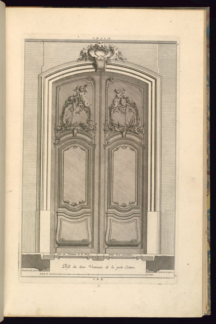 Elevación y plano de un portal de Karl Albert von Lespilliez