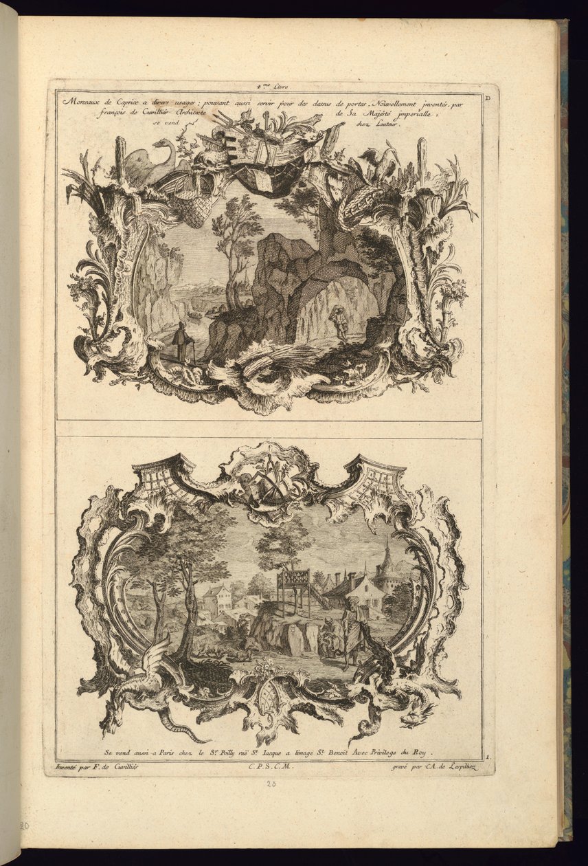 Impresión, Diseño para dos cartuchos, 1745 de Karl Albert von Lespilliez