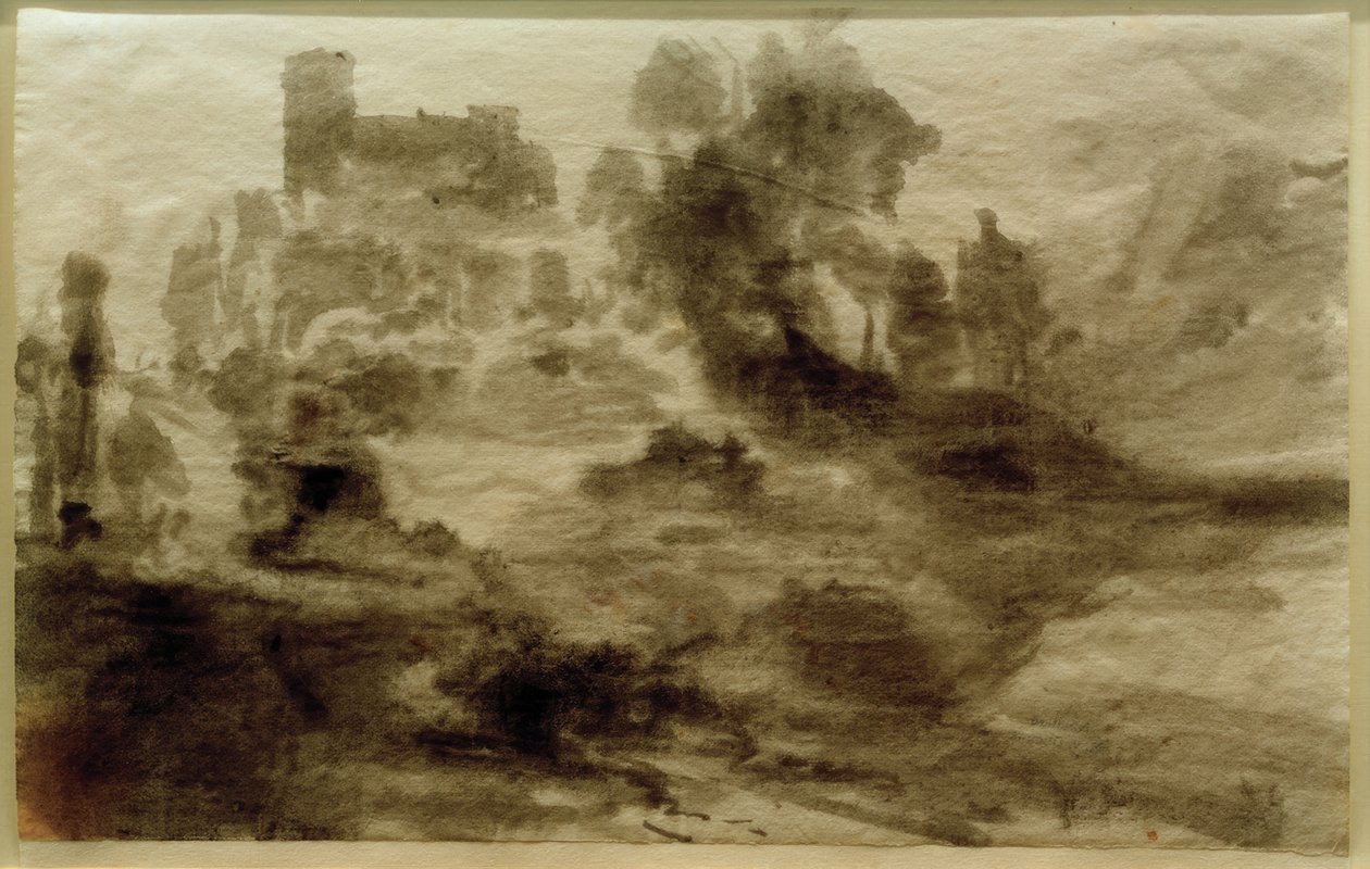 Paisaje con castillo (o iglesia) de Carl Blechen
