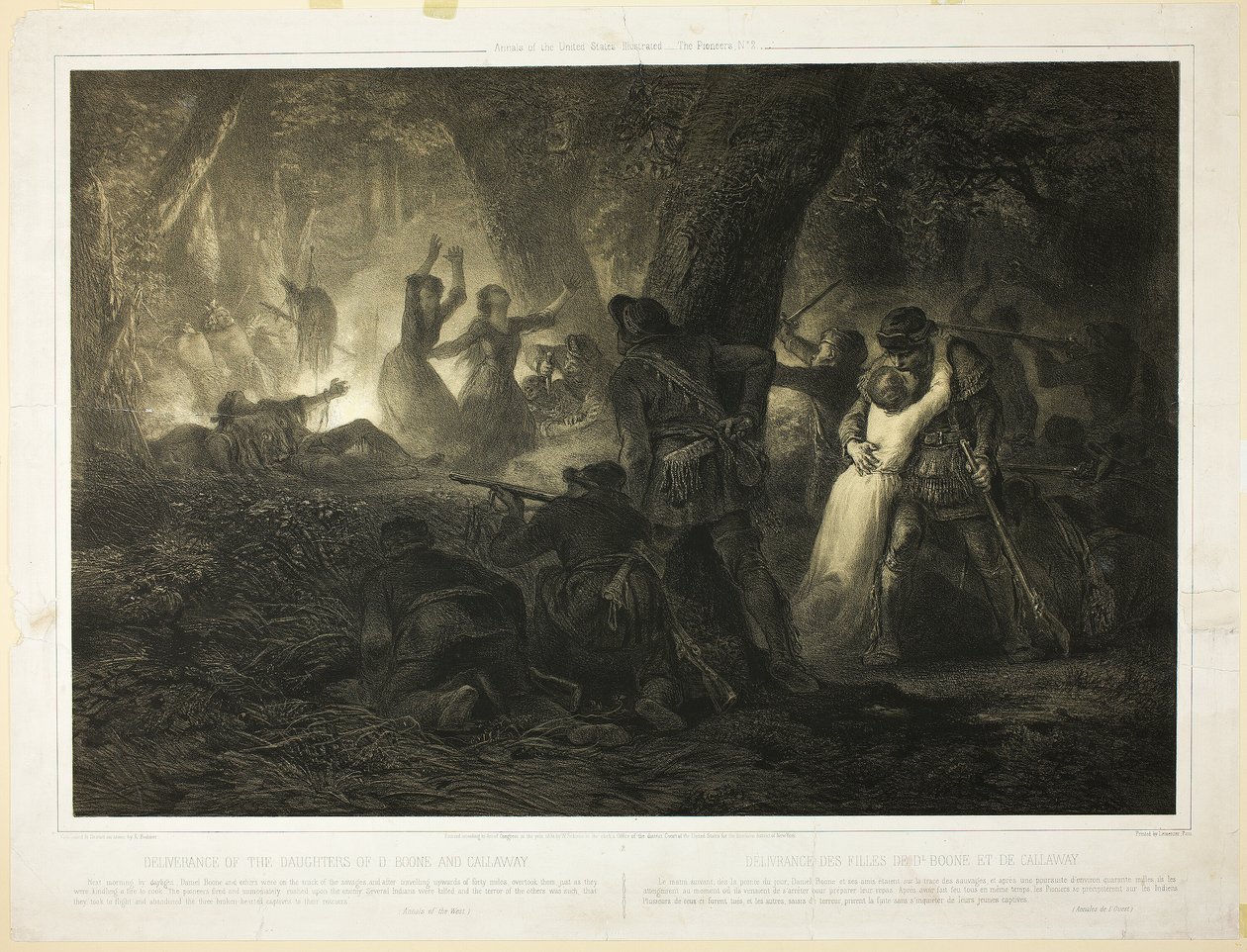 Deliverance of the Daughters of Daniel Boone and Callaway, lámina dos de Histoire des Premiere Colons d