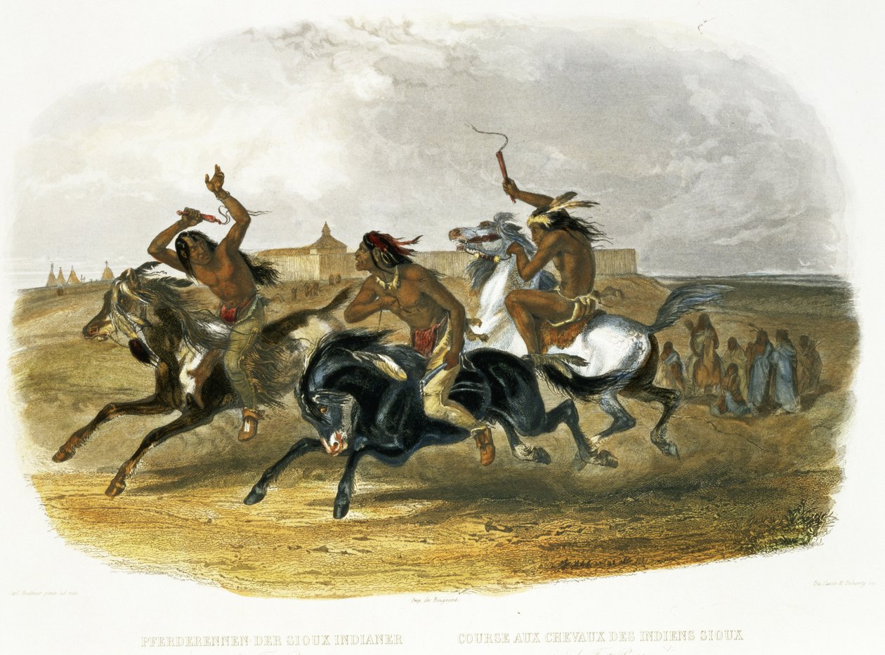 Carreras de caballos de los indios Sioux cerca de Fort Pierre, lámina ...