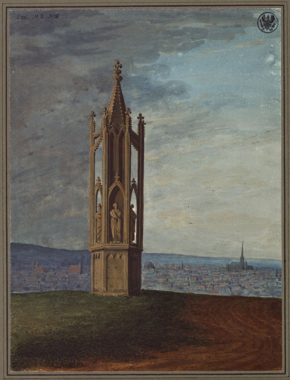 Monumento de la antigua Alemania situado cerca de Viena, conocido como «La hilandera en la cruz» de Karl Friedrich Schinkel