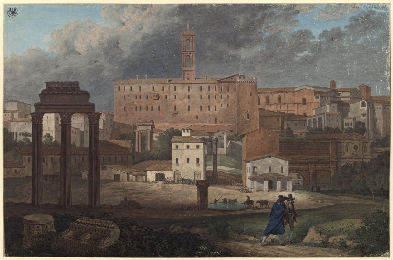 Vista del Capitolio en Roma desde el Campo Vaccino de Karl Friedrich Schinkel