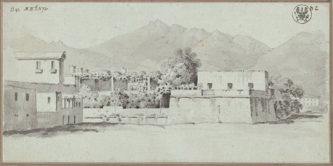 Vista de una casa de campo, probablemente en Sicilia de Karl Friedrich Schinkel