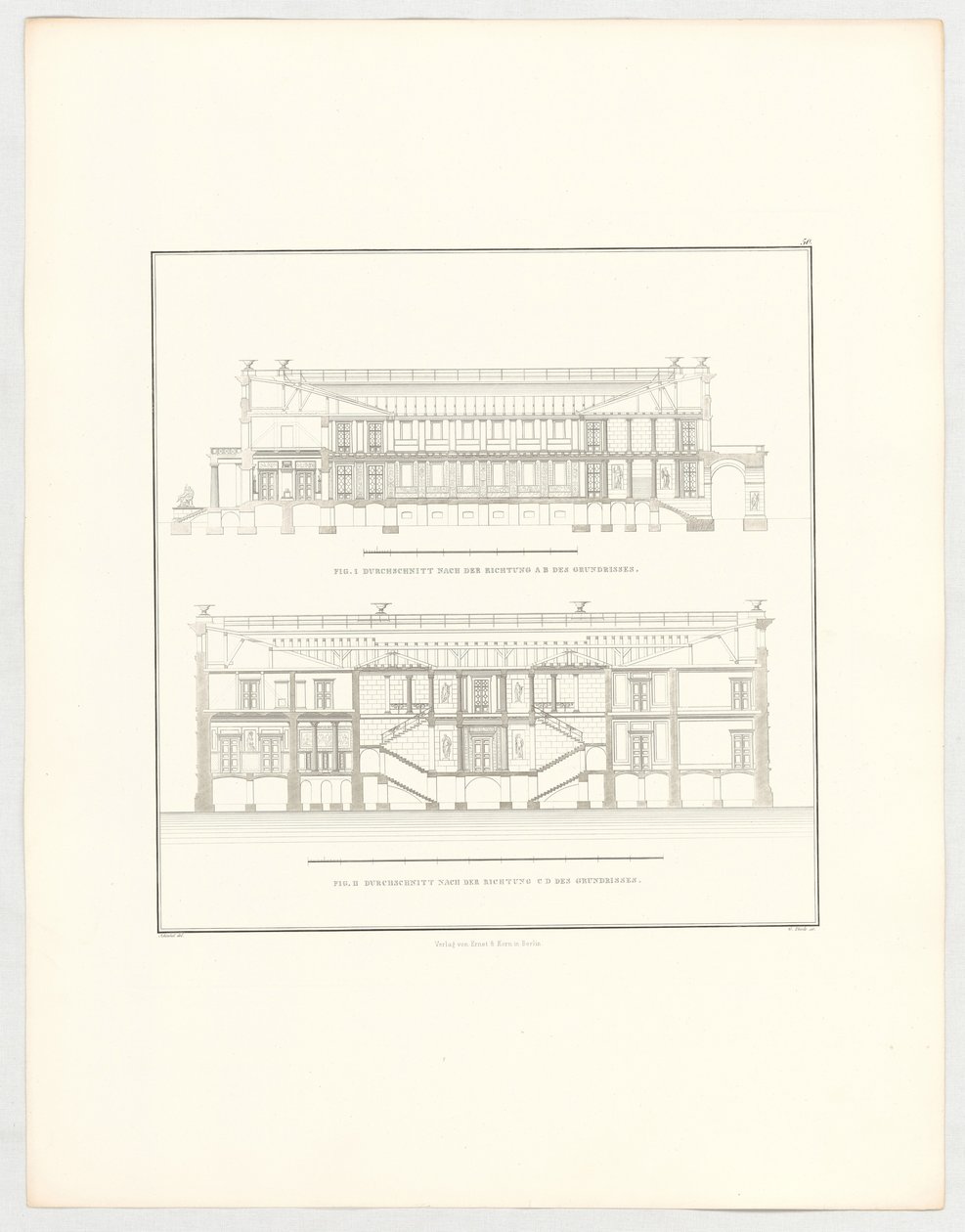 Vistas del castillo de Krzescowice, lámina 50 de la serie «Colección de proyectos arquitectónicos» de Karl Friedrich Schinkel