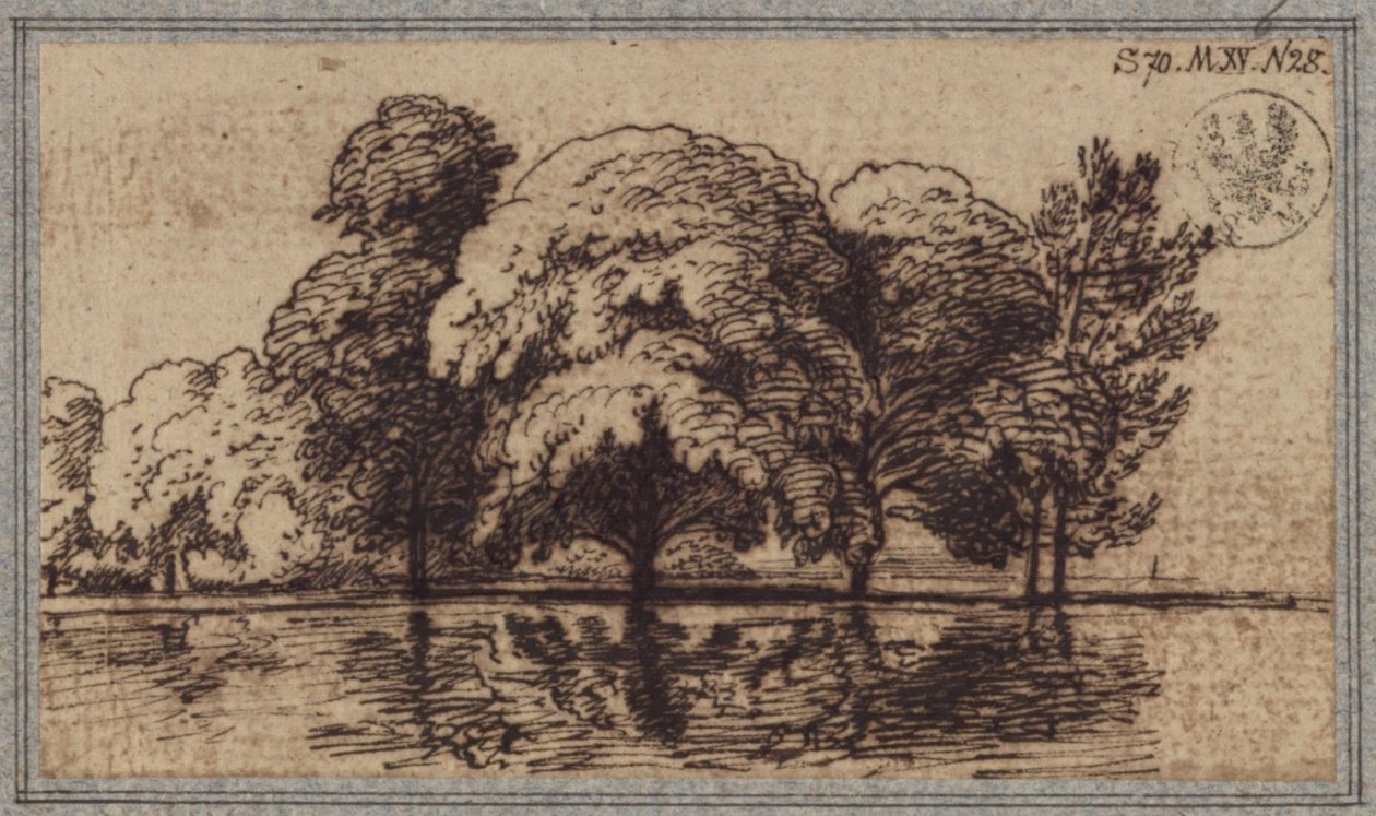Grupo de árboles junto al agua de Karl Friedrich Schinkel