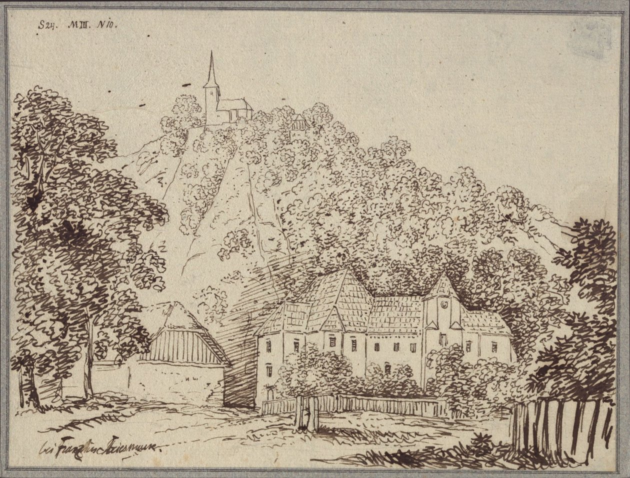 «En casa de Franz, en Estiria» / Vista de la casa parroquial de Franz, al oeste de Cilli (Celje) de Karl Friedrich Schinkel