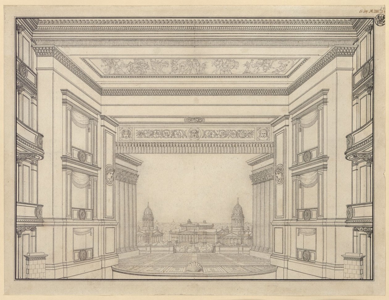 Berlín. Teatro de la Gendarmenmarkt, escenario de Karl Friedrich Schinkel