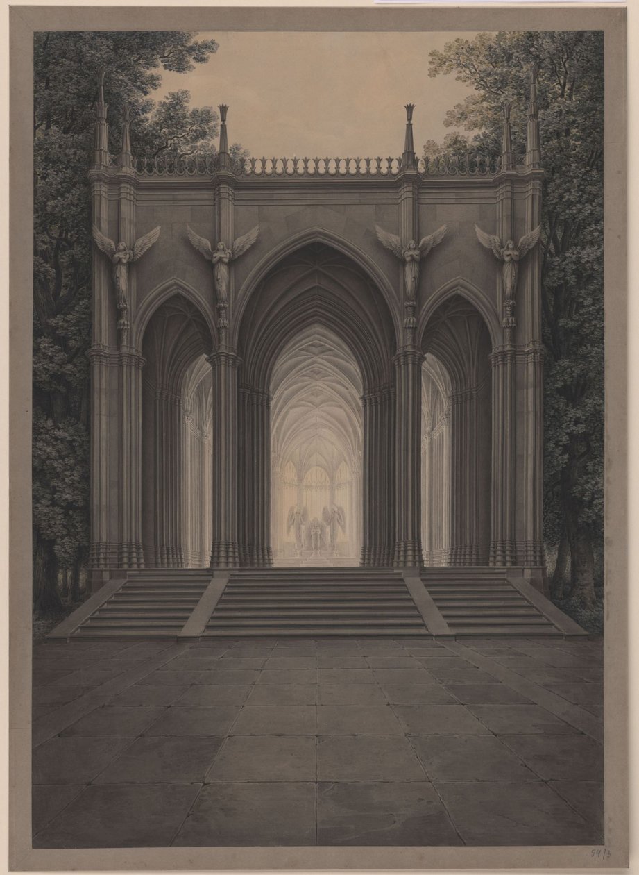 Berlín. Palacio de Charlottenburg, parque del palacio, mausoleo de la reina Luisa. Vista general de Karl Friedrich Schinkel