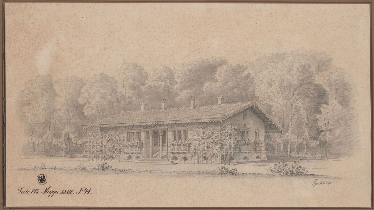Berlín. Casa suiza en la Isla de los Pavos Reales. Vista general de Karl Friedrich Schinkel