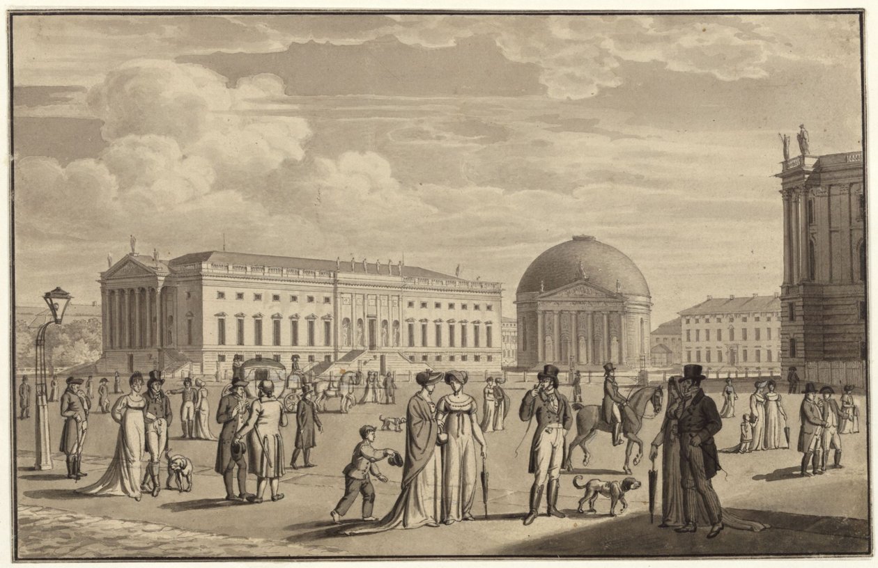 Berlín, Unter den Linden. Vista del Teatro de la Ópera y de la iglesia de Santa Eduvigis de Karl Friedrich Schinkel