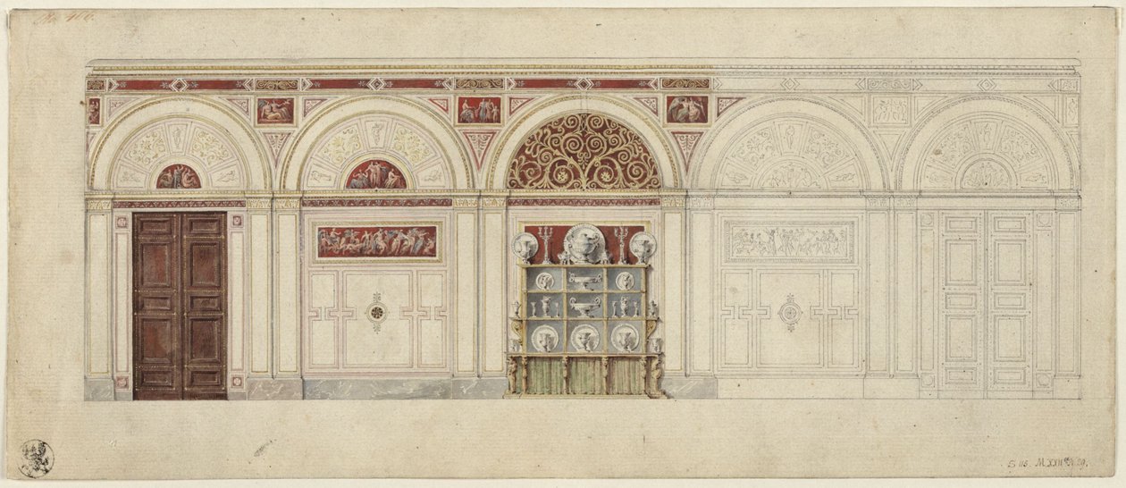 Berlín, Wilhelmstraße 102. Palacio del príncipe Alberto de Prusia, proyecto del comedor de Karl Friedrich Schinkel