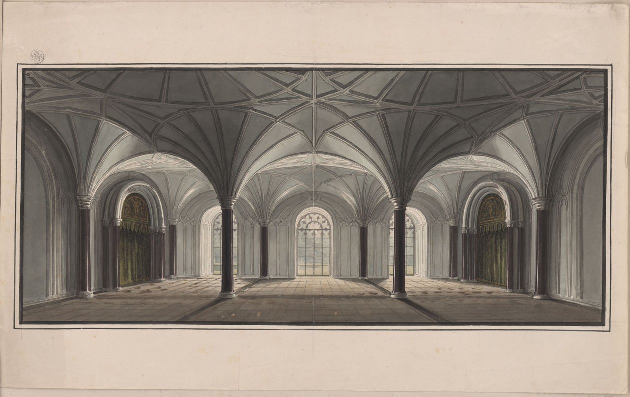 Berlín, Wilhelmstraße. Palacio Radziwill (Radziwiłł). Anteproyecto de la sala del jardín de Karl Friedrich Schinkel
