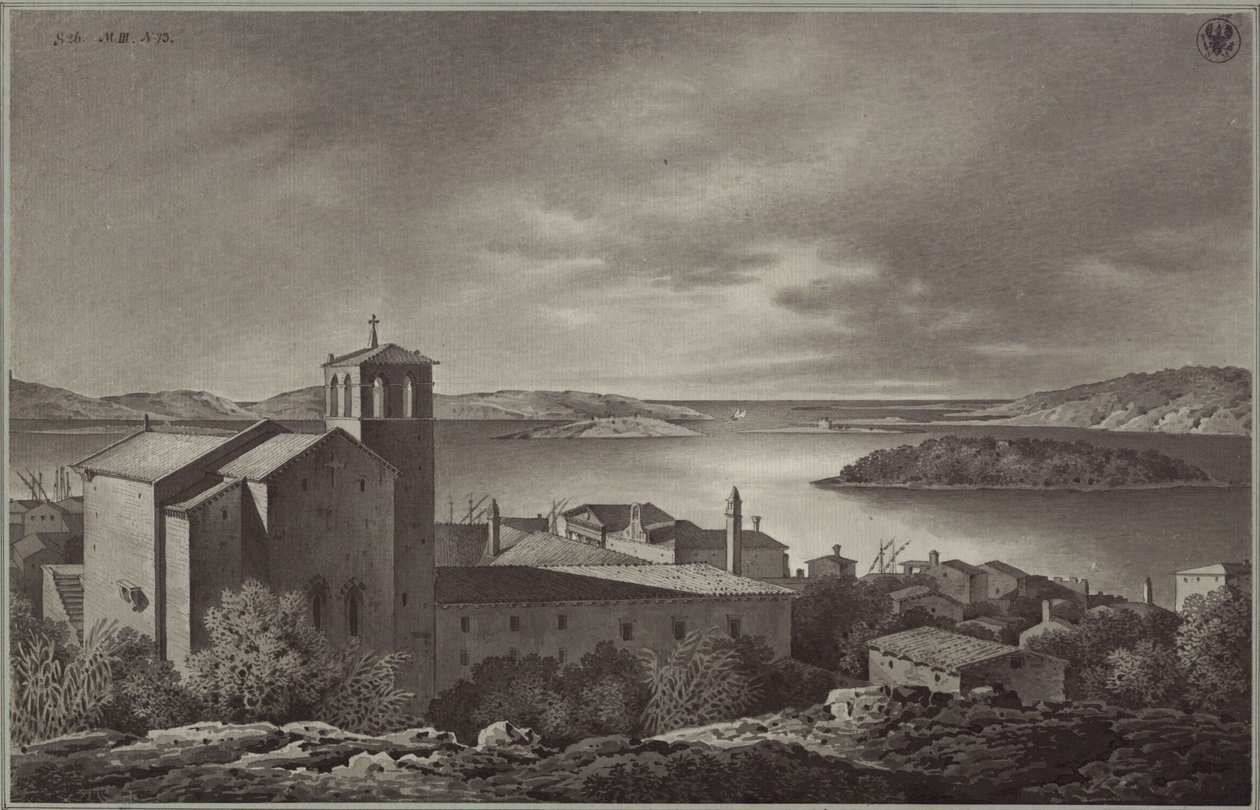 Vista de Pola y el mar de Karl Friedrich Schinkel