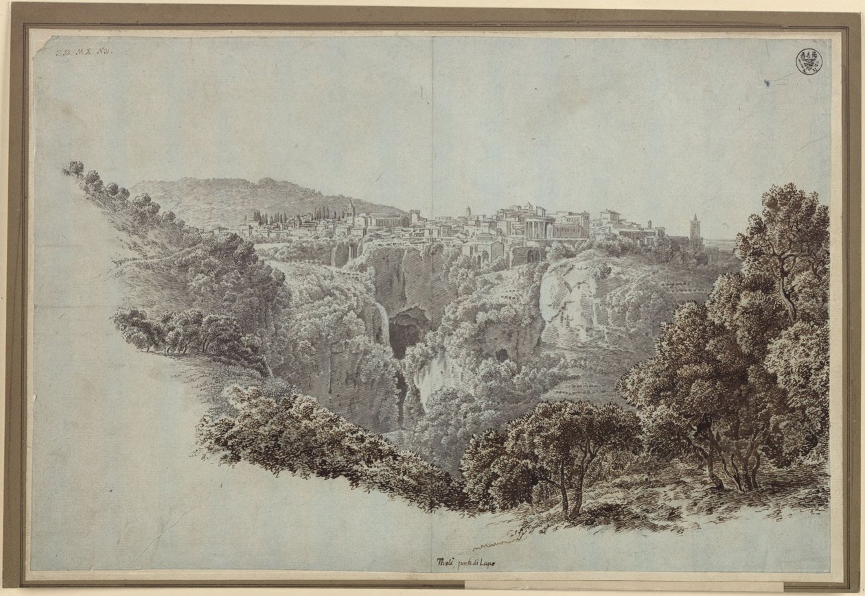Vista desde el Monte Catillo hacia el oeste, más allá del valle del Anio (Aniene), hacia Tívoli de Karl Friedrich Schinkel