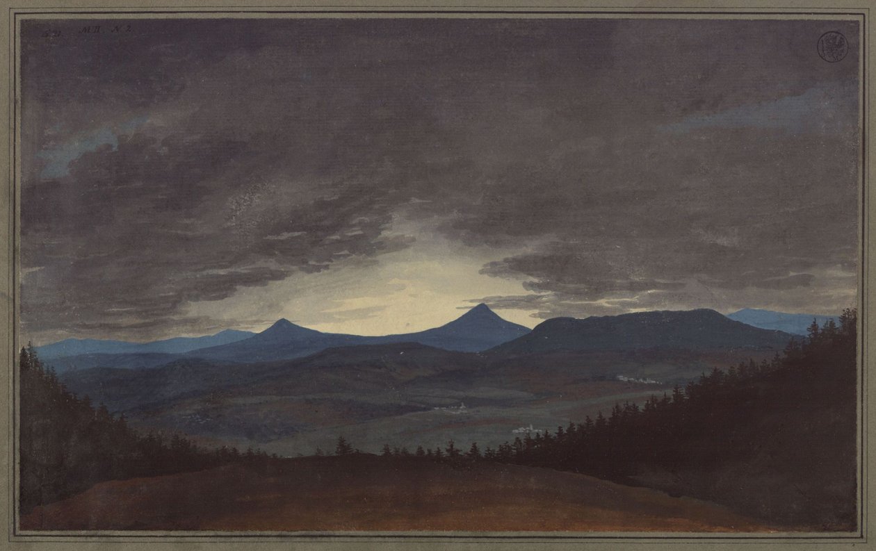 Cadena montañosa de Bohemia al anochecer de Karl Friedrich Schinkel