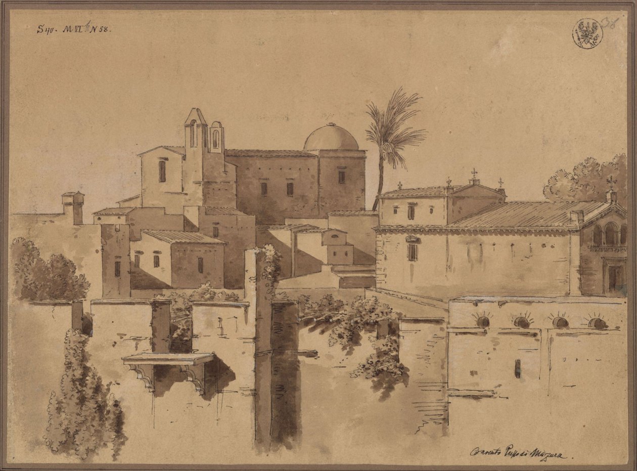 «Convento Presso di Mazara» / Convento o iglesia en Marsala, Sicilia de Karl Friedrich Schinkel