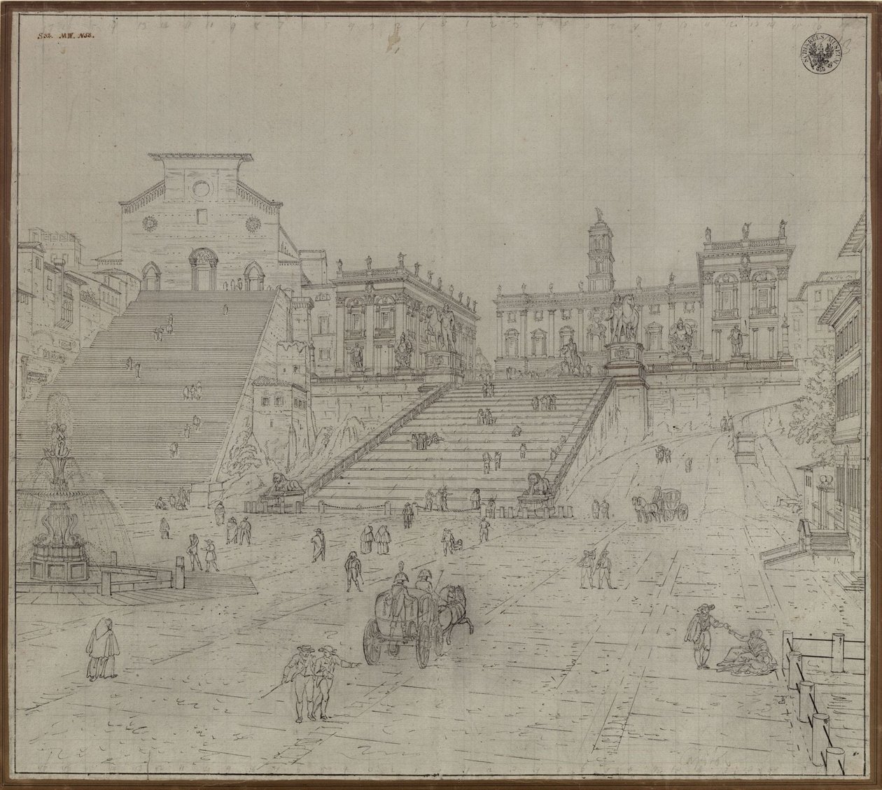 «El Capitolio de Roma» / Vista de la iglesia de Santa María en Aracoeli y del Capitolio de Roma de Karl Friedrich Schinkel