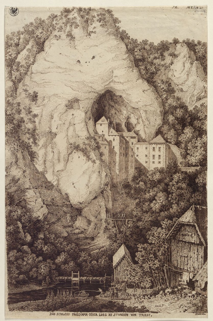 El castillo de Predjama o Lueg, a XII horas de Trieste de Karl Friedrich Schinkel