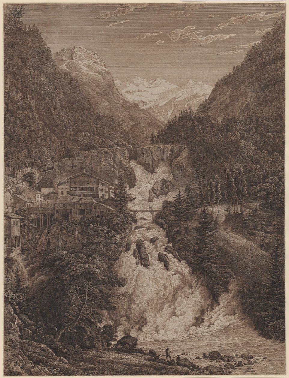 La cascada cerca de Wildbad Gastein de Karl Friedrich Schinkel