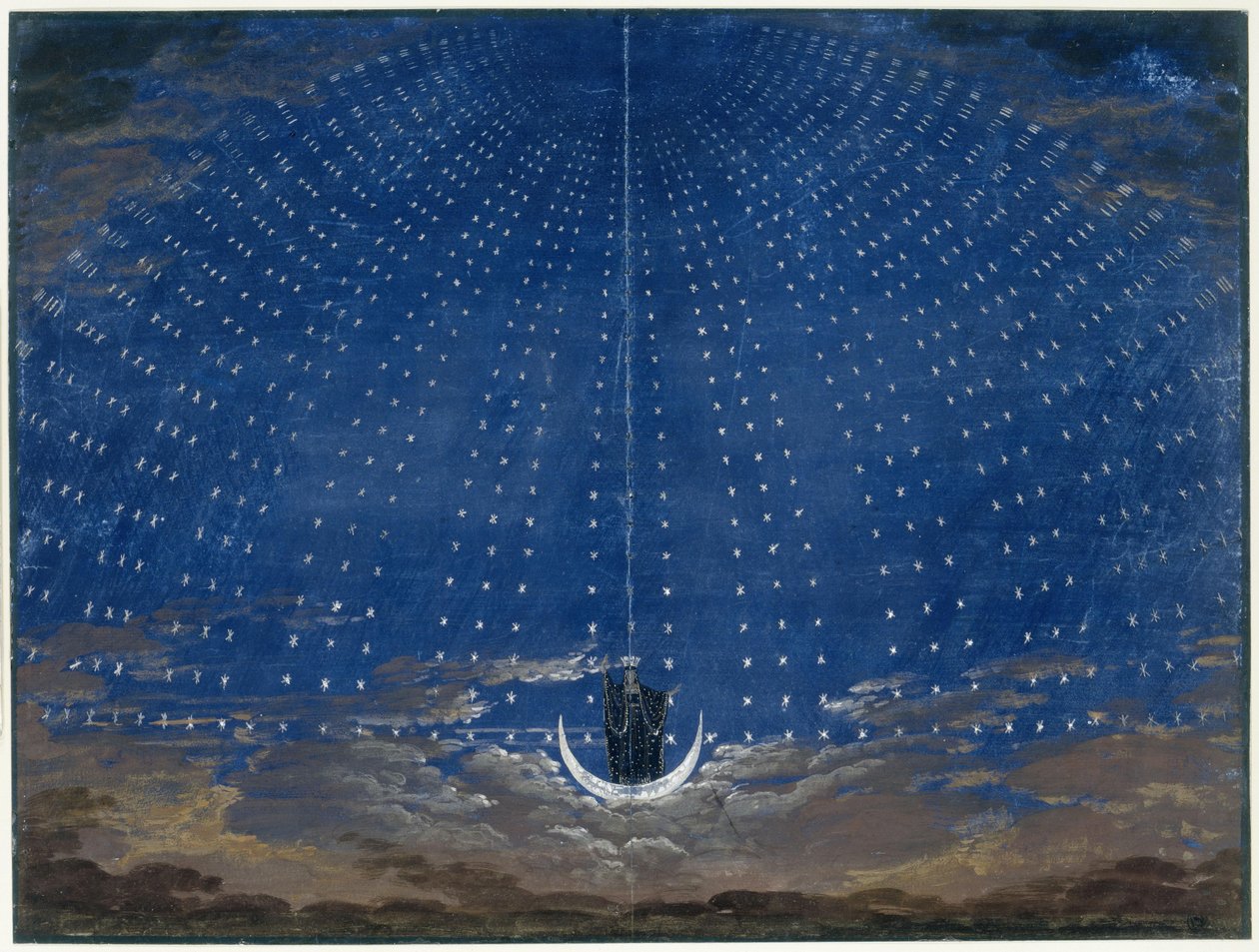 La flauta mágica. Ópera de Wolfgang Amadeus Mozart. Borrador de la escenografía. La Sala de las Estrellas de la Reina de la Noche de Karl Friedrich Schinkel