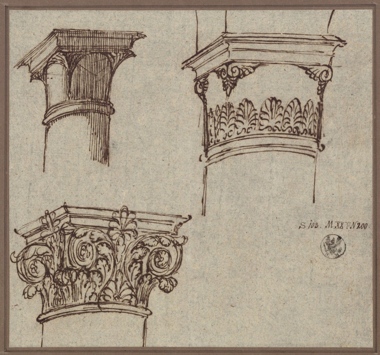 Tres capiteles de Karl Friedrich Schinkel