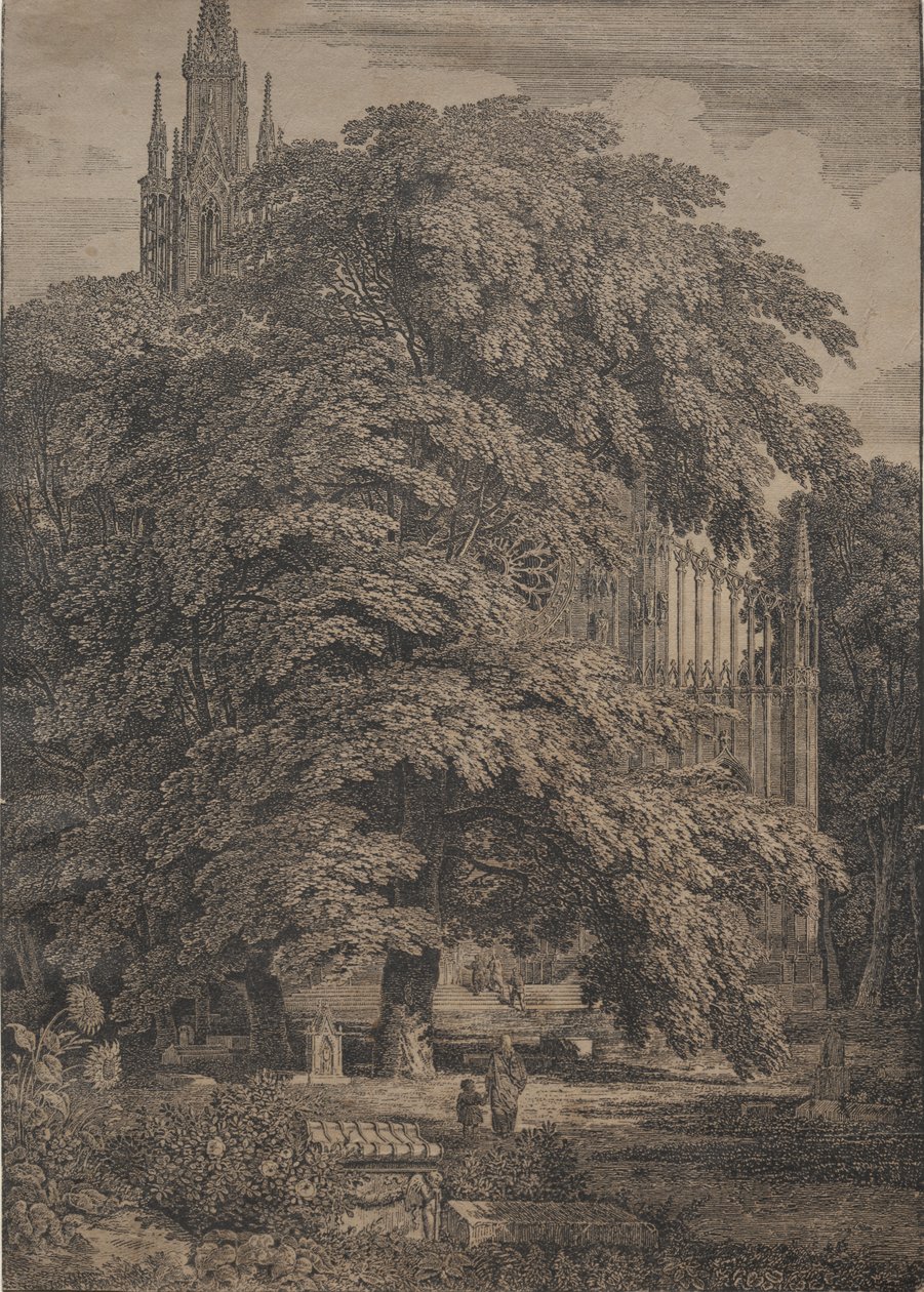 Iglesia gótica entre robles, 1810 de Karl Friedrich Schinkel