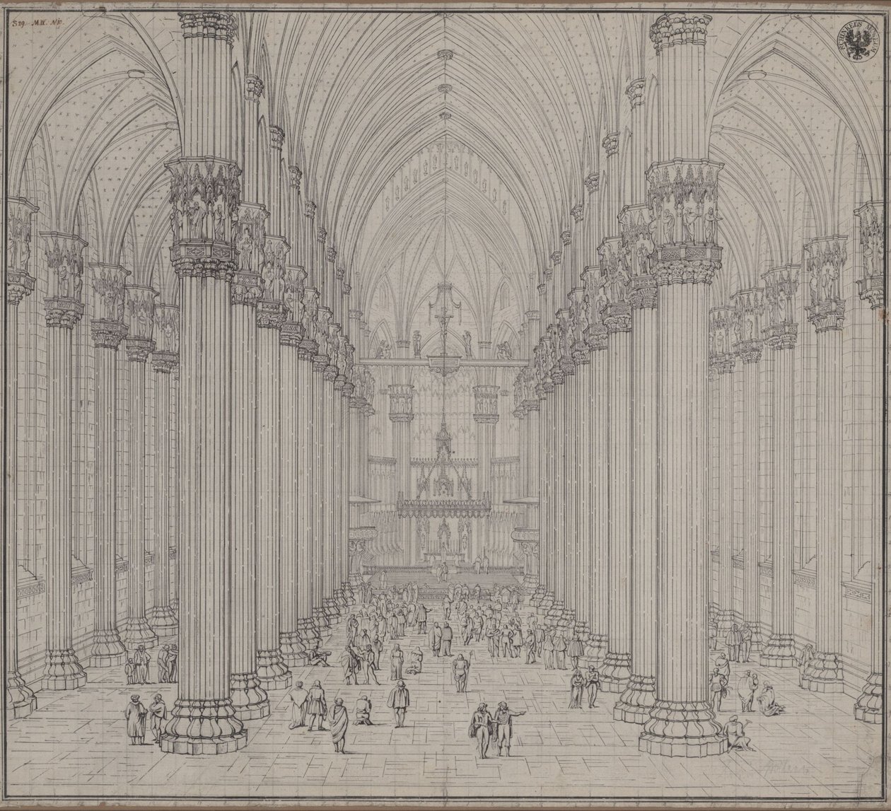 Vista interior de la catedral de Milán de Karl Friedrich Schinkel