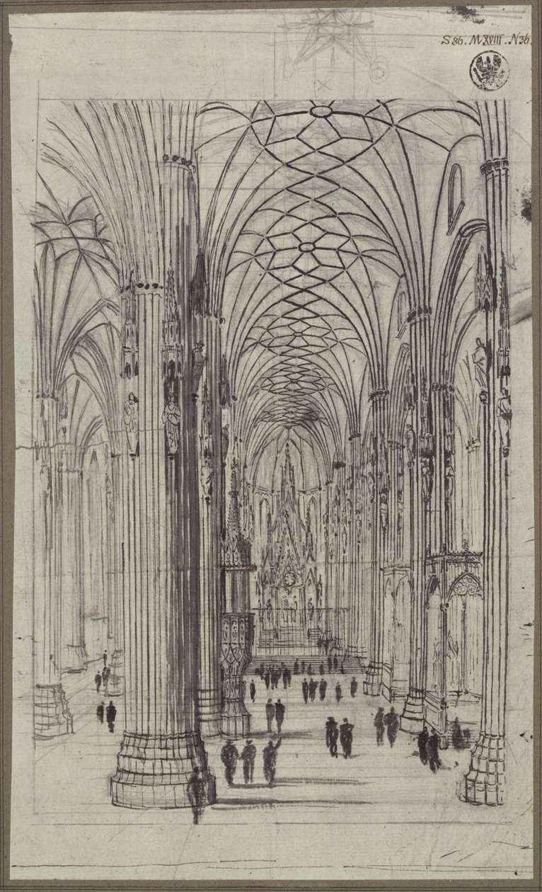 Interior de la catedral de San Esteban en Viena de Karl Friedrich Schinkel