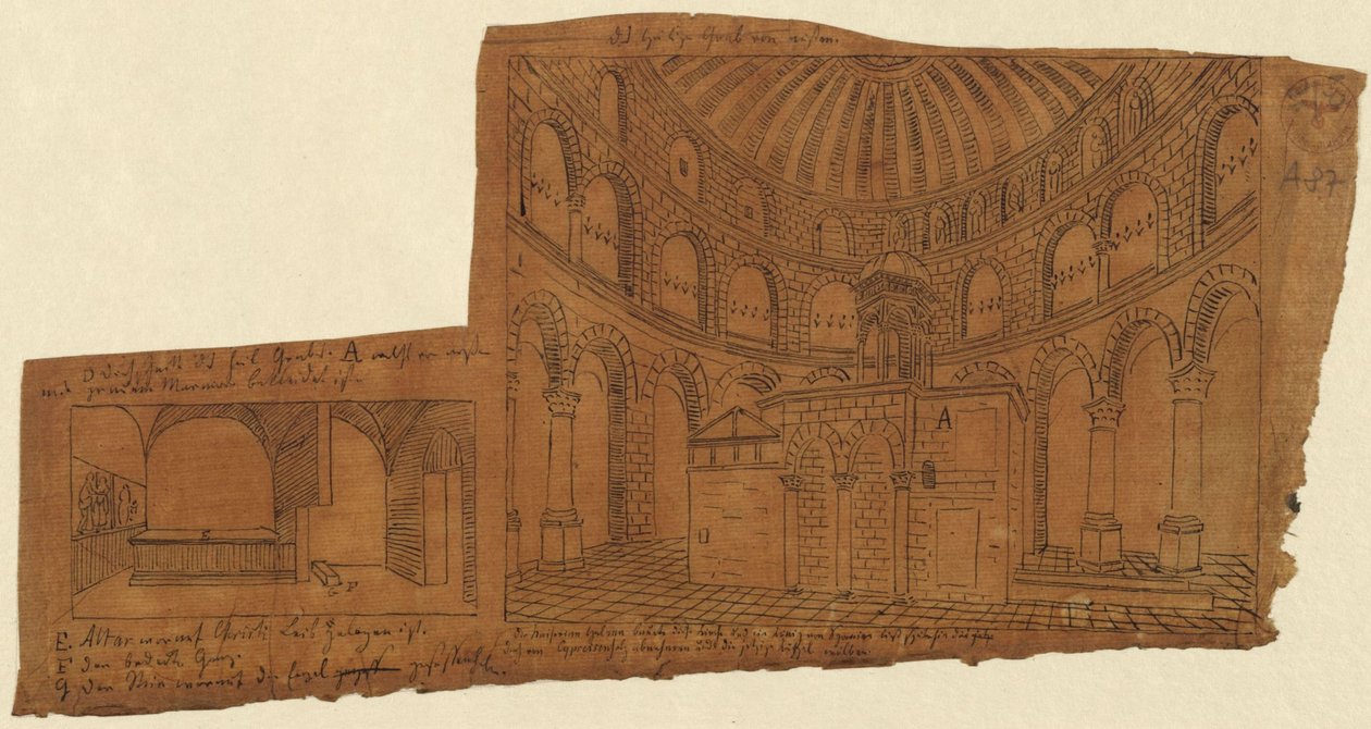 Jerusalén. Iglesia del Santo Sepulcro. Vista interior de Karl Friedrich Schinkel