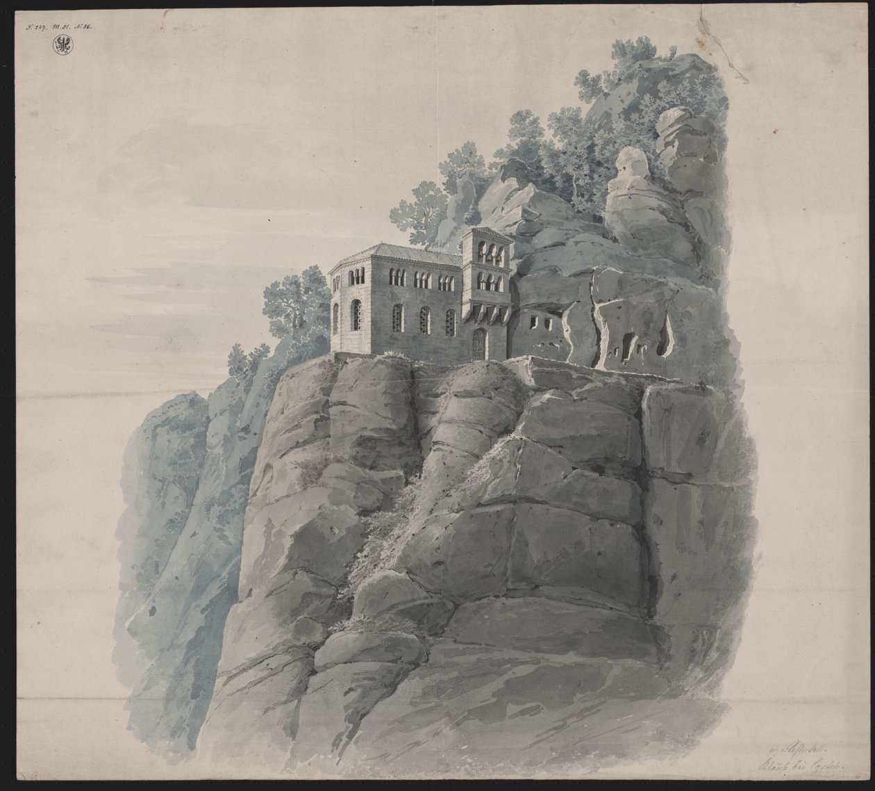 Kastel cerca de Saarburg. Ermita. Vista en perspectiva de Karl Friedrich Schinkel