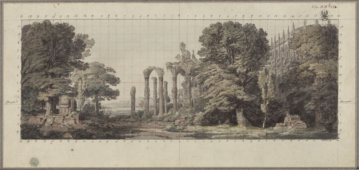 Iglesia y ruinas de un monasterio gótico entre los árboles de Karl Friedrich Schinkel