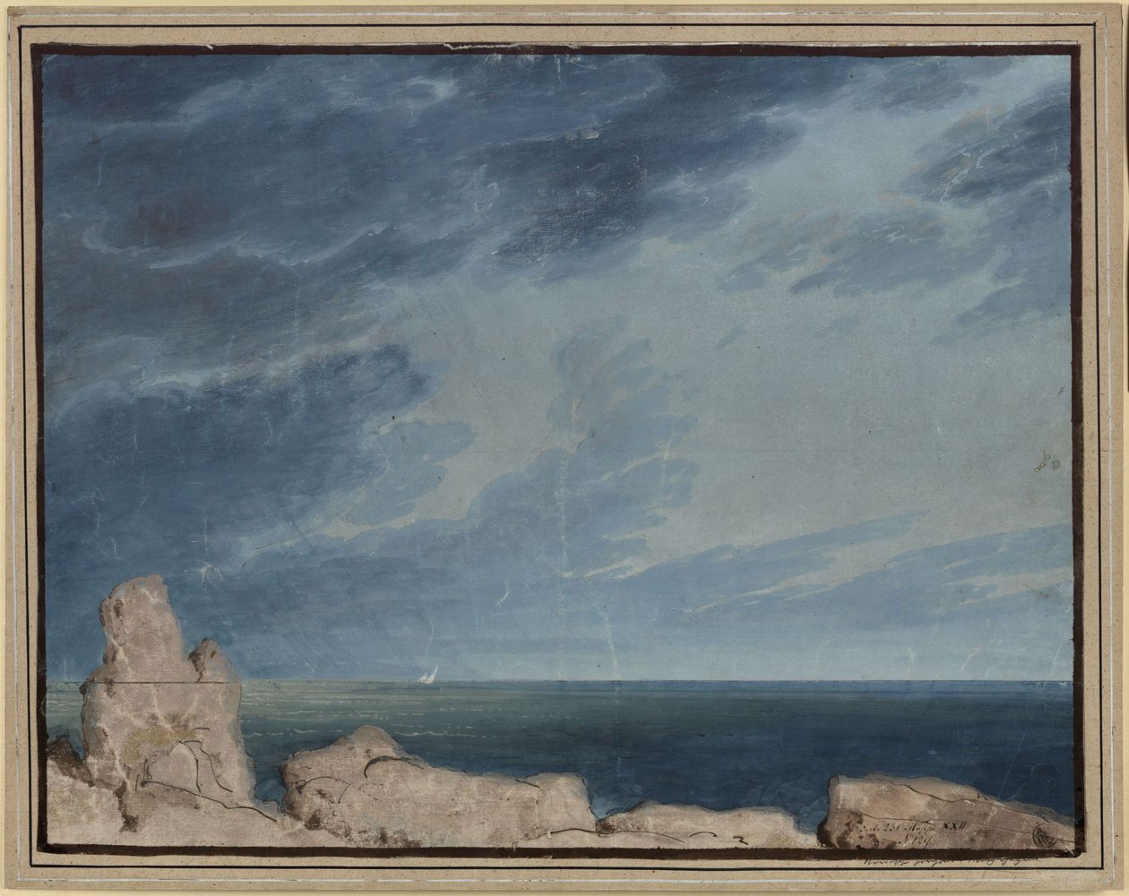 El rey Yngurd. Tragedia de Adolf Müllner. Boceto de la  segunda escenografía. Horizonte marino del norte de Karl Friedrich Schinkel