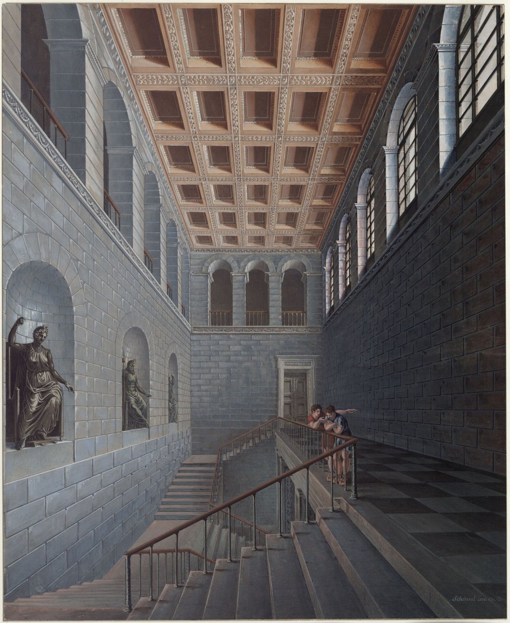 Köstritz. Palacio. Vista de la escalera de Karl Friedrich Schinkel