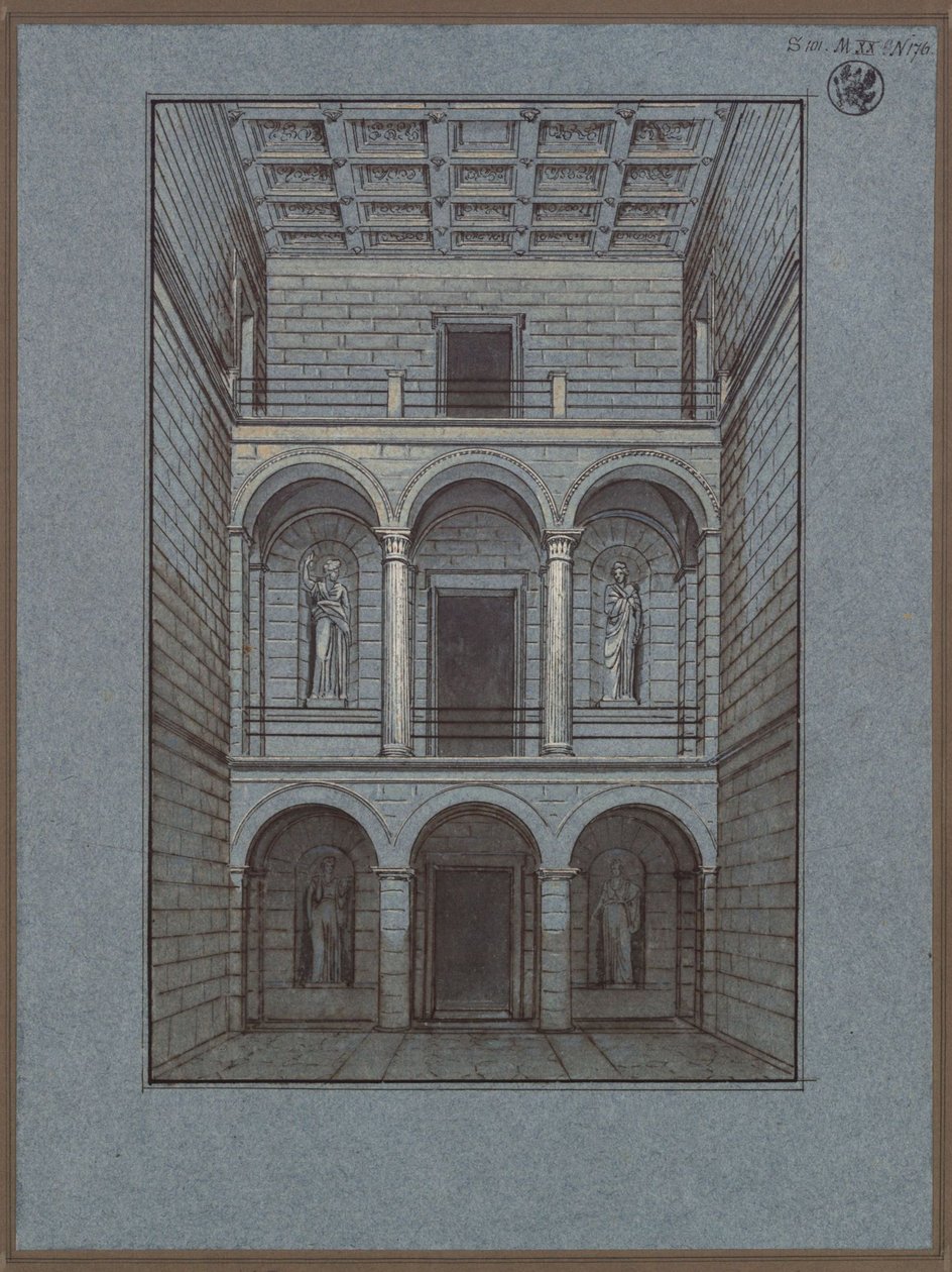 Köstritz. Castillo. Vestíbulo, lado de la entrada. Vista de Karl Friedrich Schinkel
