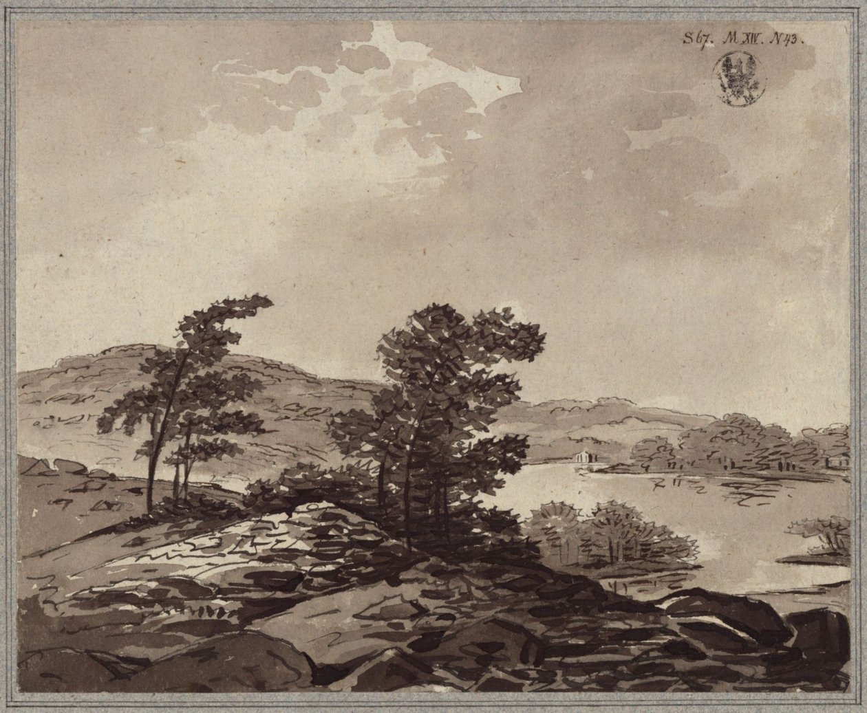 Paisaje con lago de Karl Friedrich Schinkel