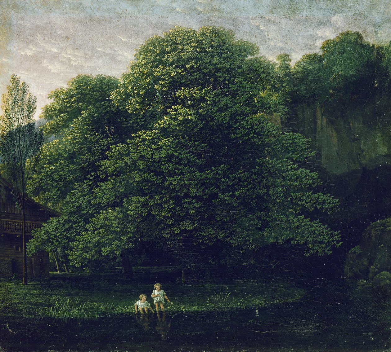 Paisaje con dos niños bañándose de Karl Friedrich Schinkel