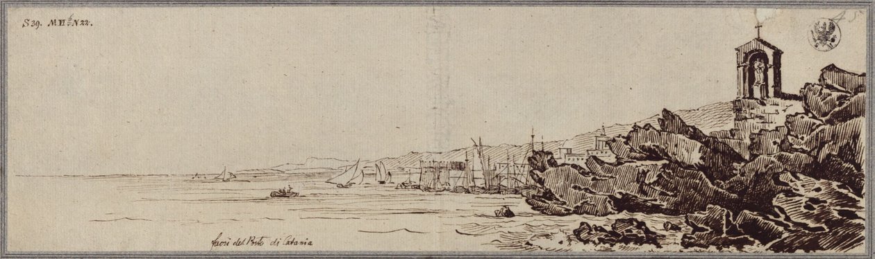«Masas de lava en el puerto de Catania» de Karl Friedrich Schinkel