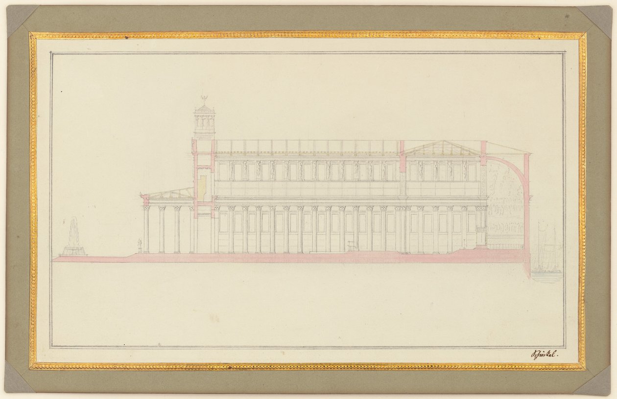 Sección longitudinal de una catedral para Berlín de Karl Friedrich Schinkel