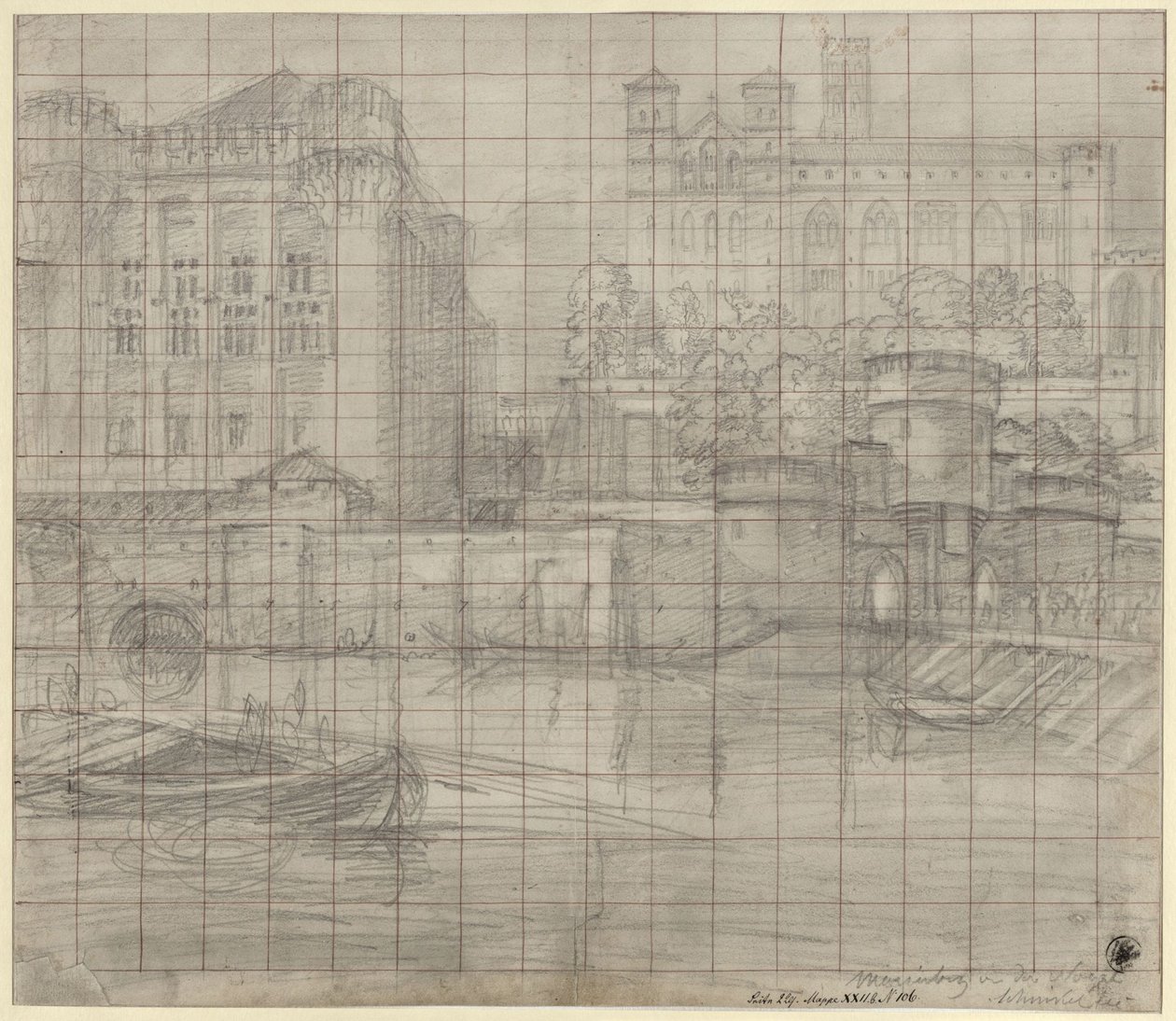Malbork, cerca de Gdansk. La Marienburg en épocas pasadas, vista desde el río Nogat de Karl Friedrich Schinkel