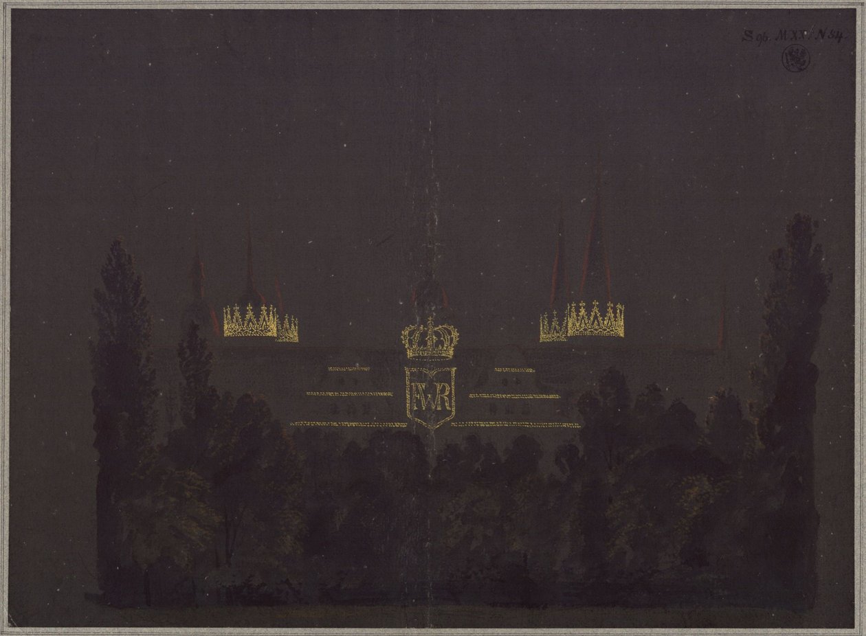 Merseburg. Castillo. Proyecto para la iluminación del castillo con motivo de las celebraciones de homenaje a Federico Guillermo III de Prusia de Karl Friedrich Schinkel