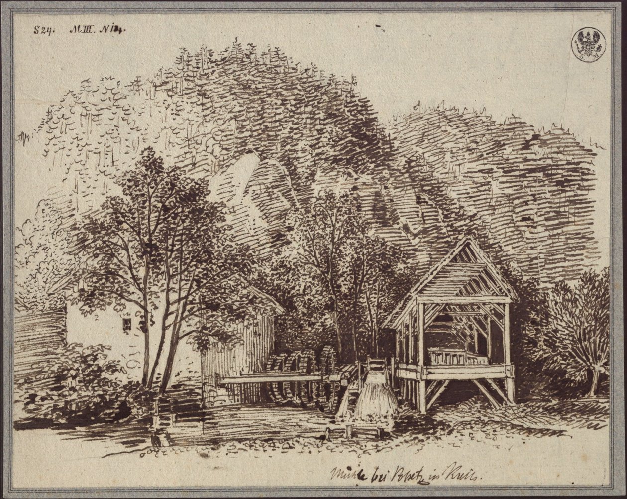 «Molino cerca de Popetz, en Carniola» / Molino cerca del pueblo de Podpetsch (Podpeč), en Carniola de Karl Friedrich Schinkel